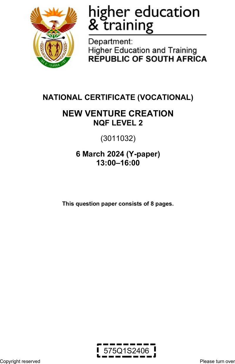 New Venture Creation L2 QP Supp 2024 preview