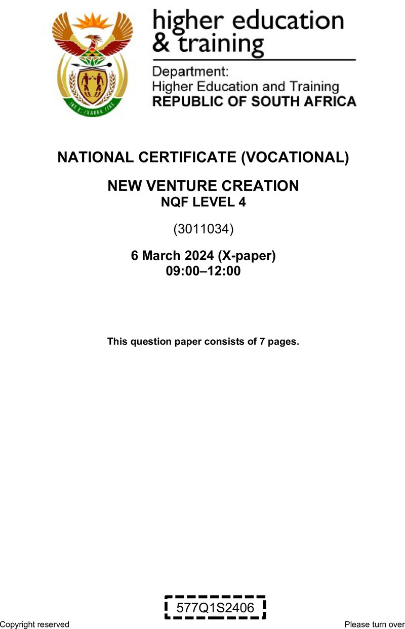 New Venture Creation L4 QP Supp 2024 preview