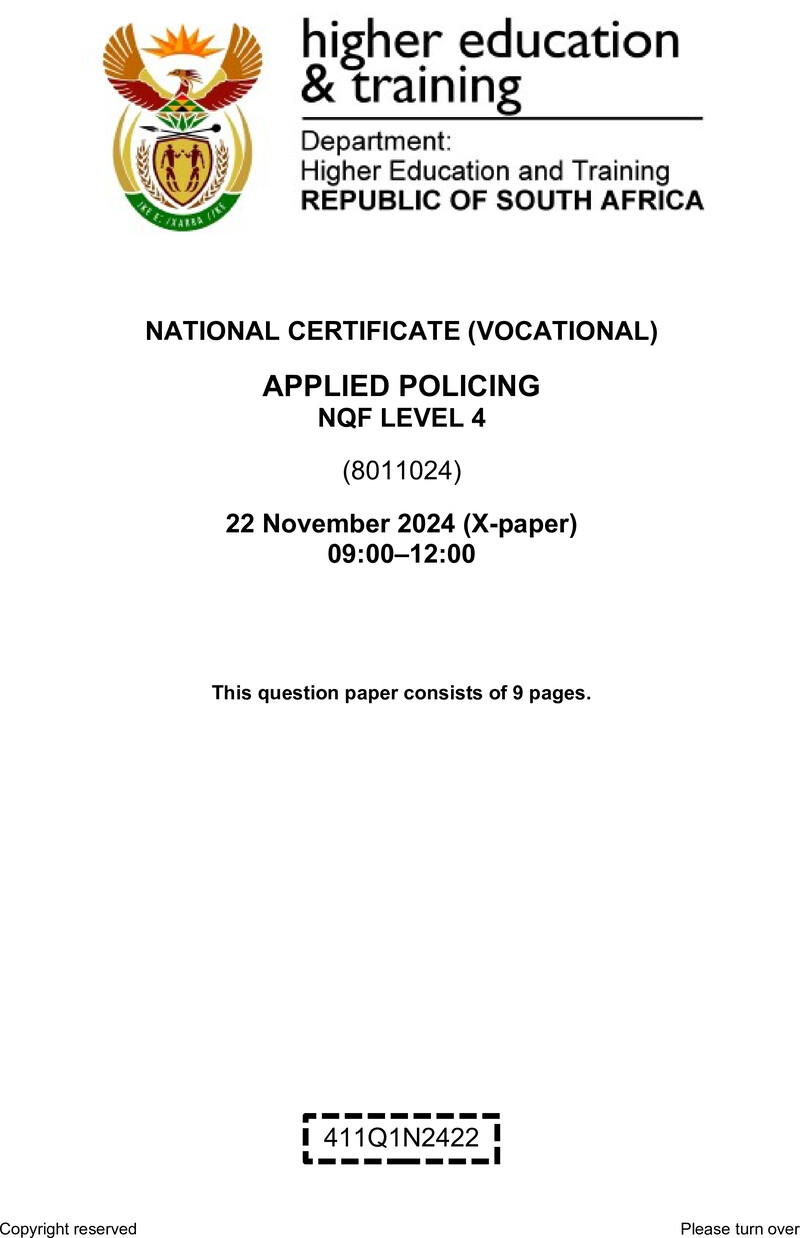 Nc220 Applied Policing L4 Nov QP 2024