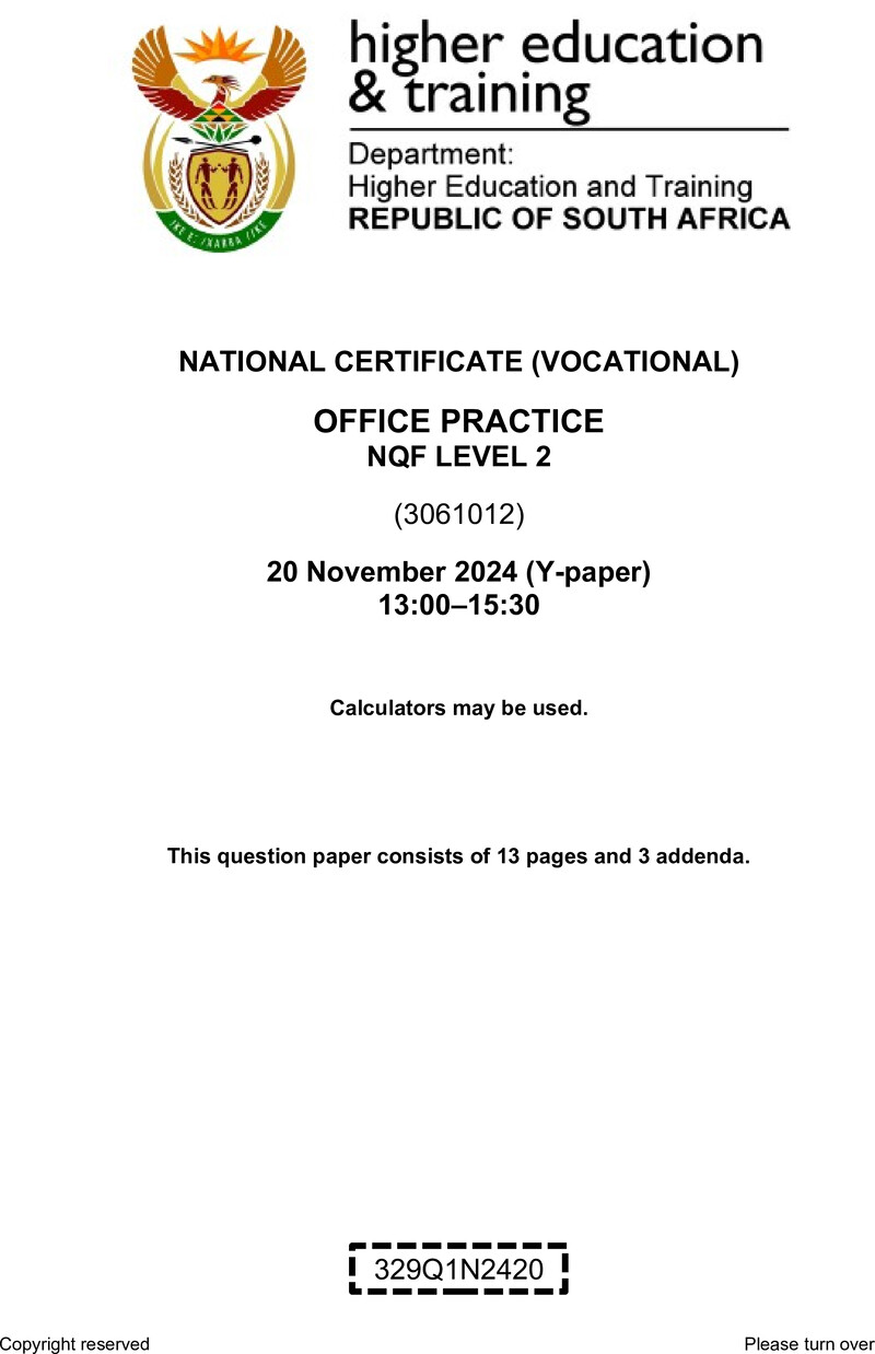 Nc2210 Office Practice L2 QP Nov 2024