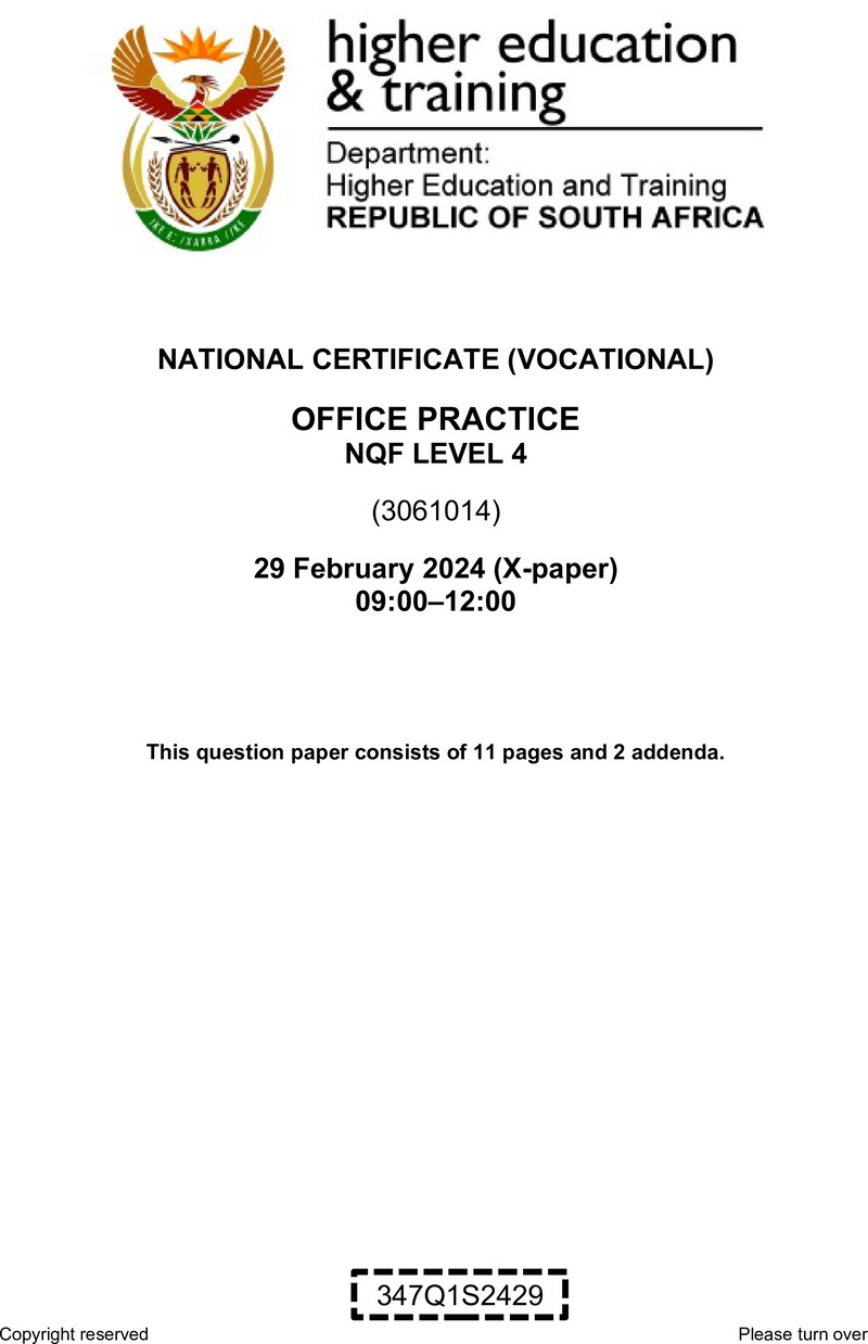 Nc2230 Office Practice L4 QP Supp 2024