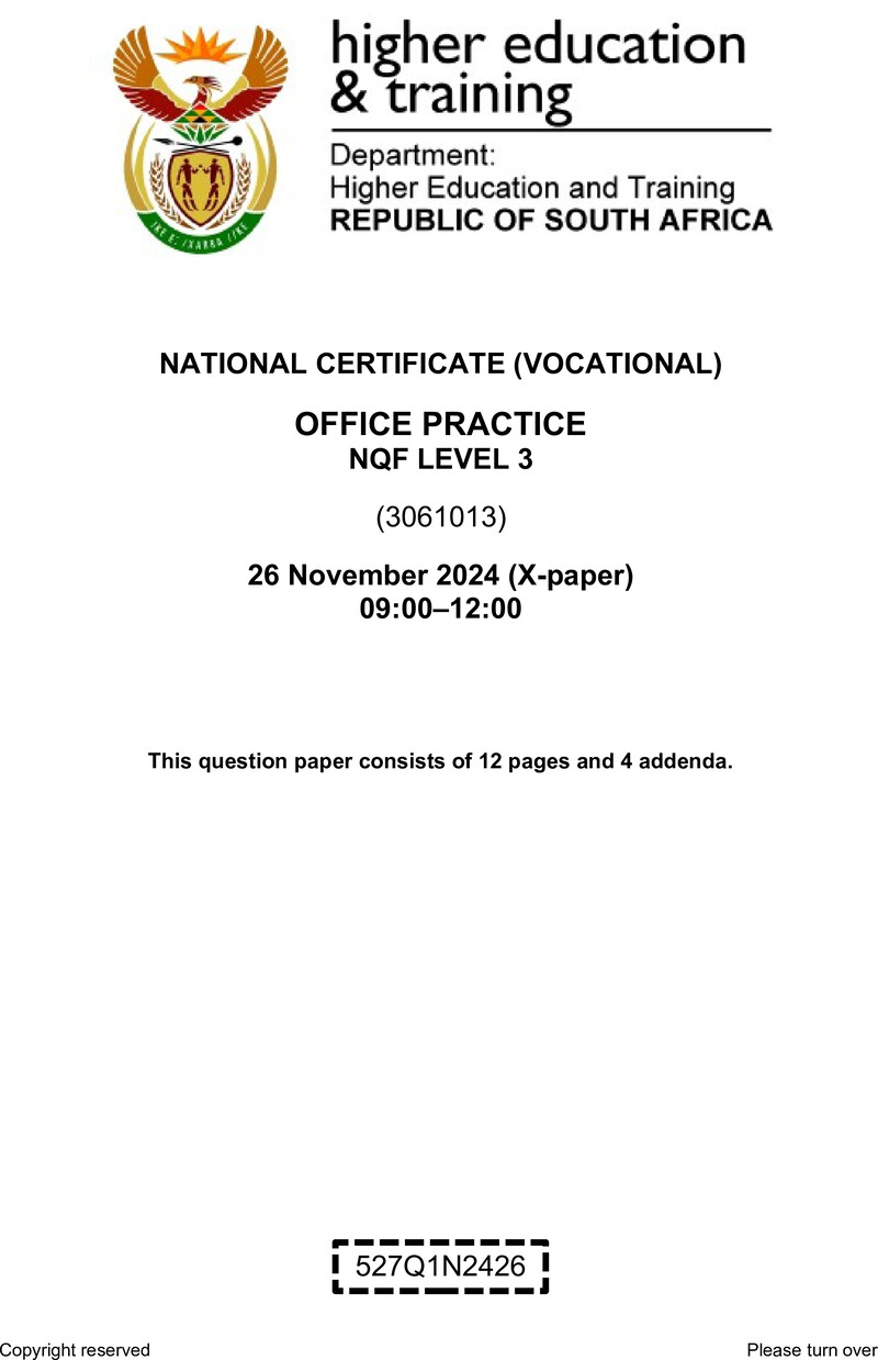 Nc2260 Office Practice L3 QP Nov 2024