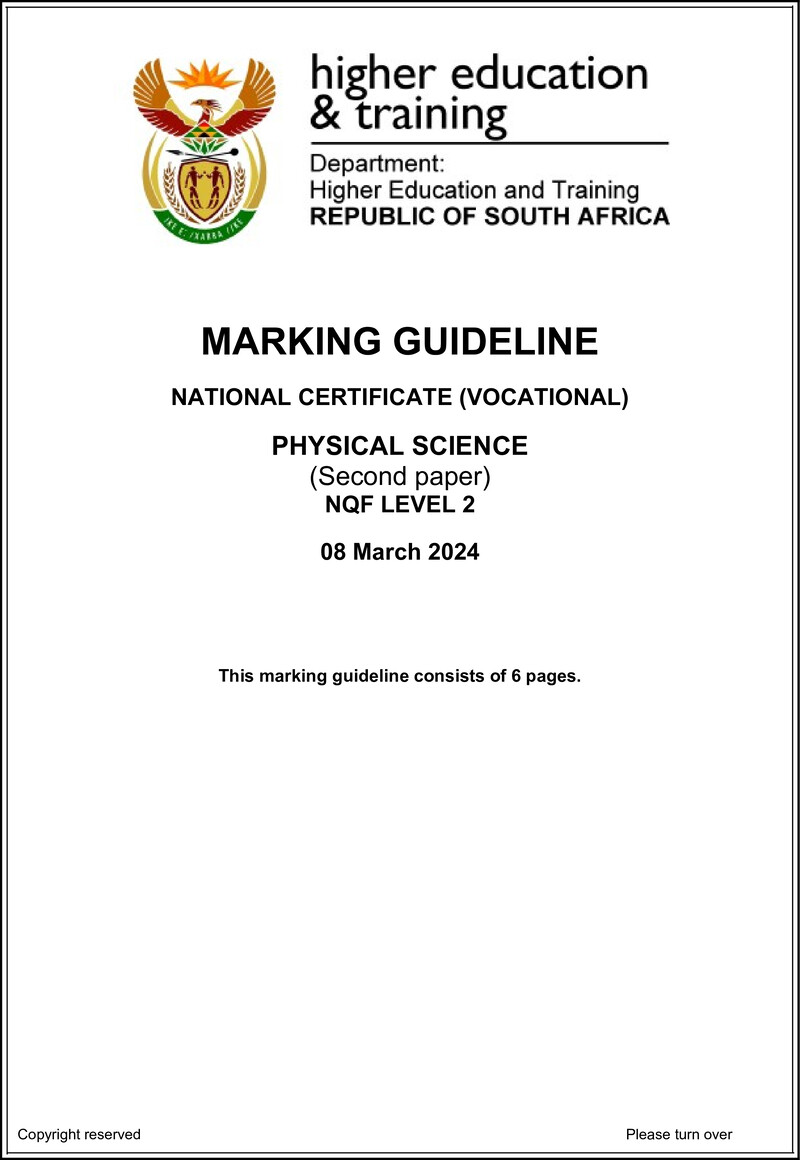Nc2290 Physical Science L2 P2 Memo Supp 2024