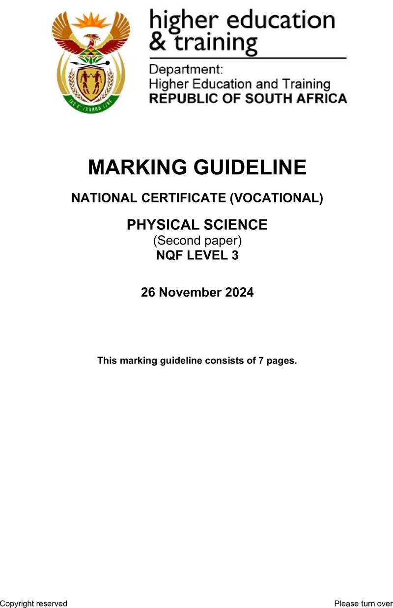Physical Science L3 P2 MEMO Nov 2024 preview