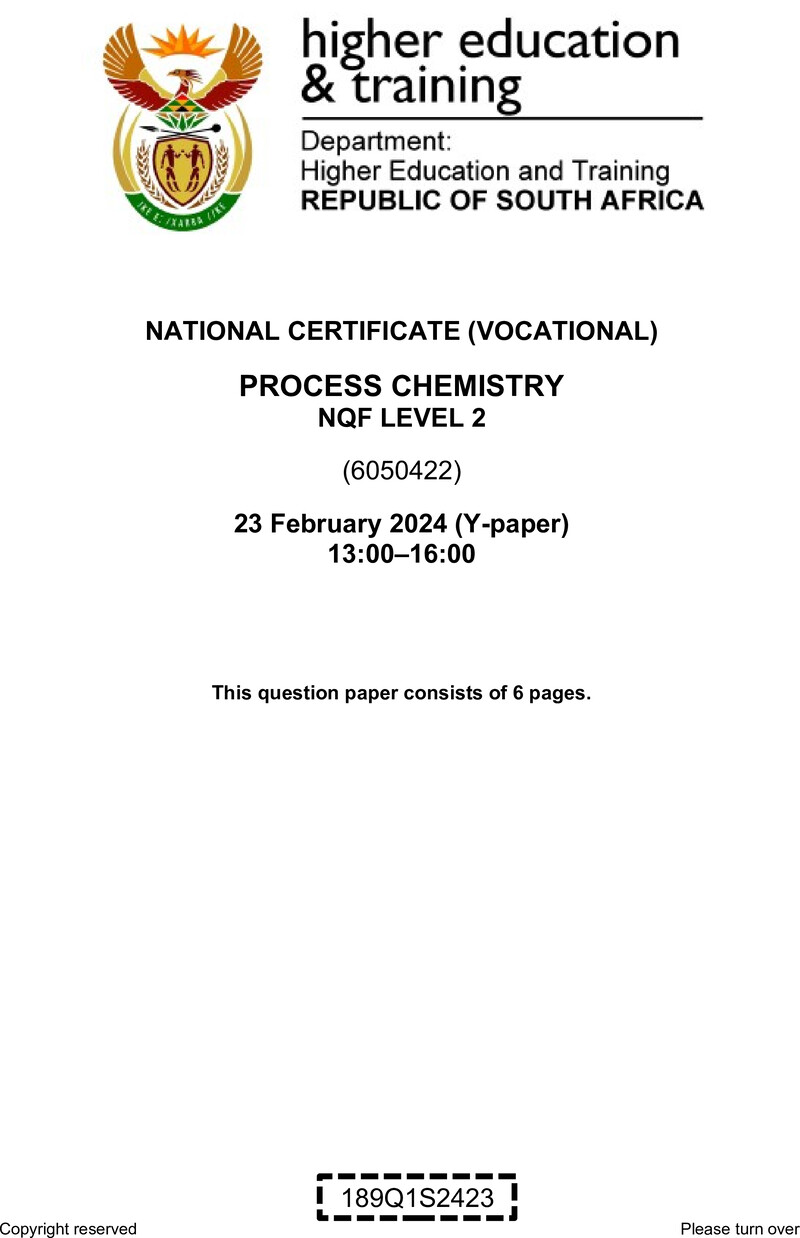Nc2440 Process Chemistry L2 QP Supp 2024