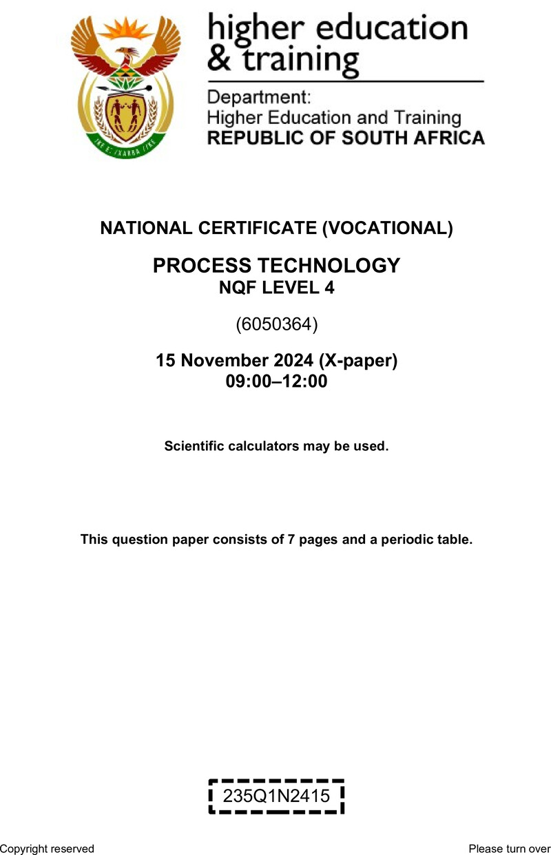 Nc2510 Process Technology L4 QP Nov 2024