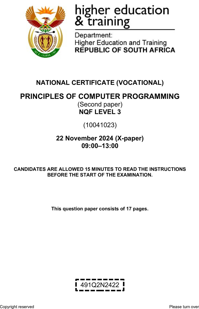 Nc2520 Principles Of Computer Programming L3 P2 Nov QP 2024