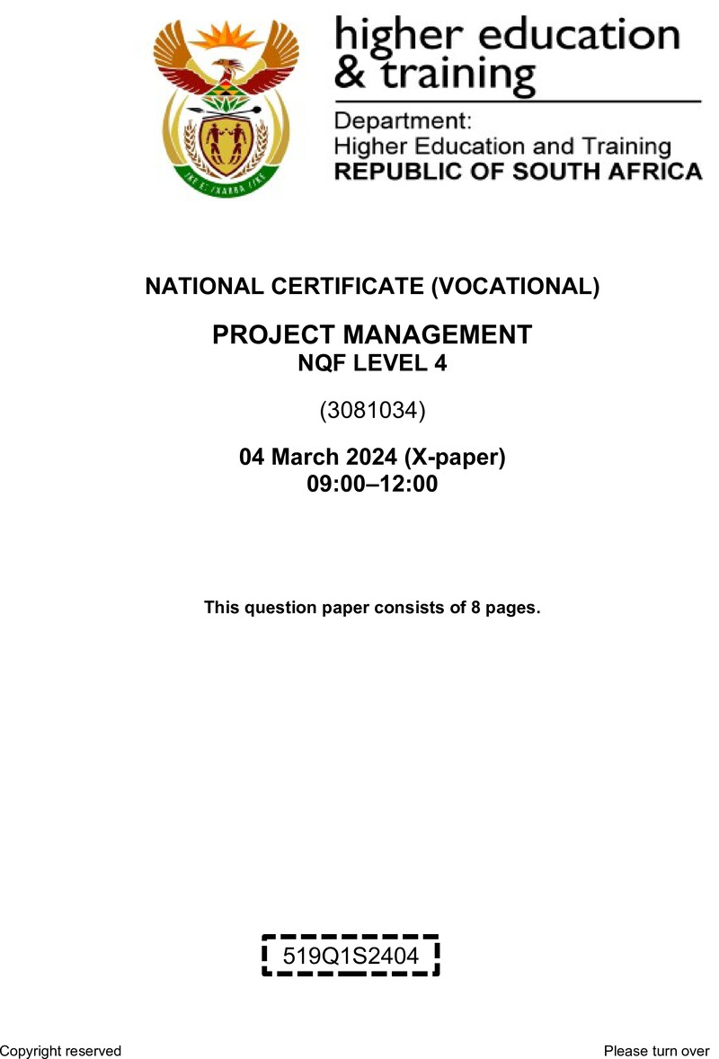 Project Management L4 QP Supp 2024 preview