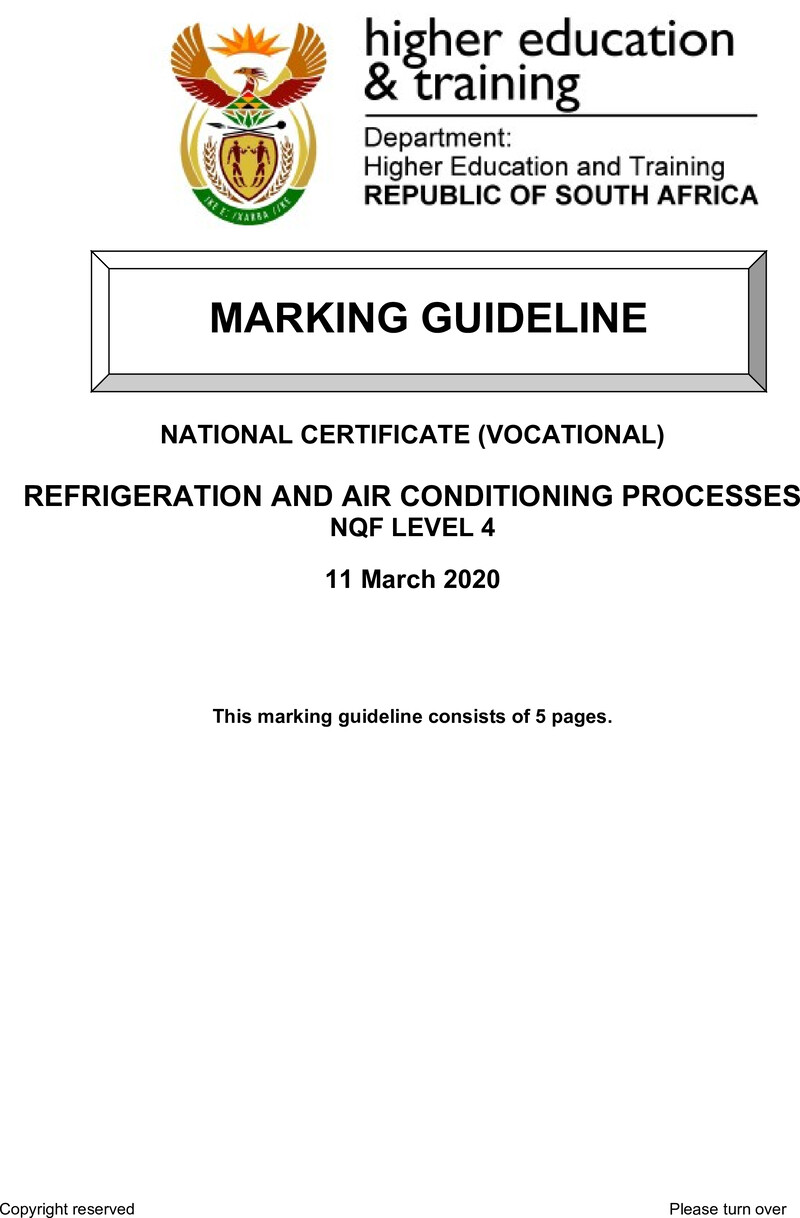 Nc2610 Refrigeration And Air Cond Processes L4 Memo Feb 2020