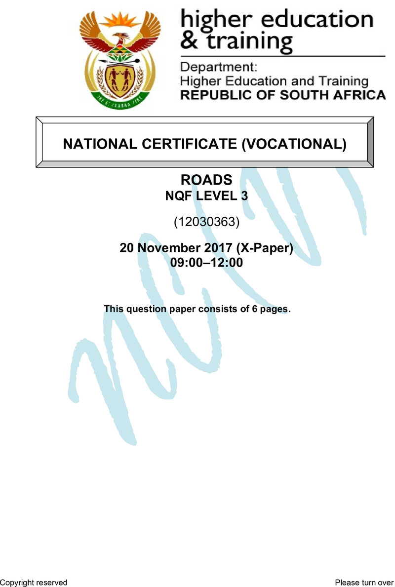 Nc2660 Roads L3 QP Nov 2017