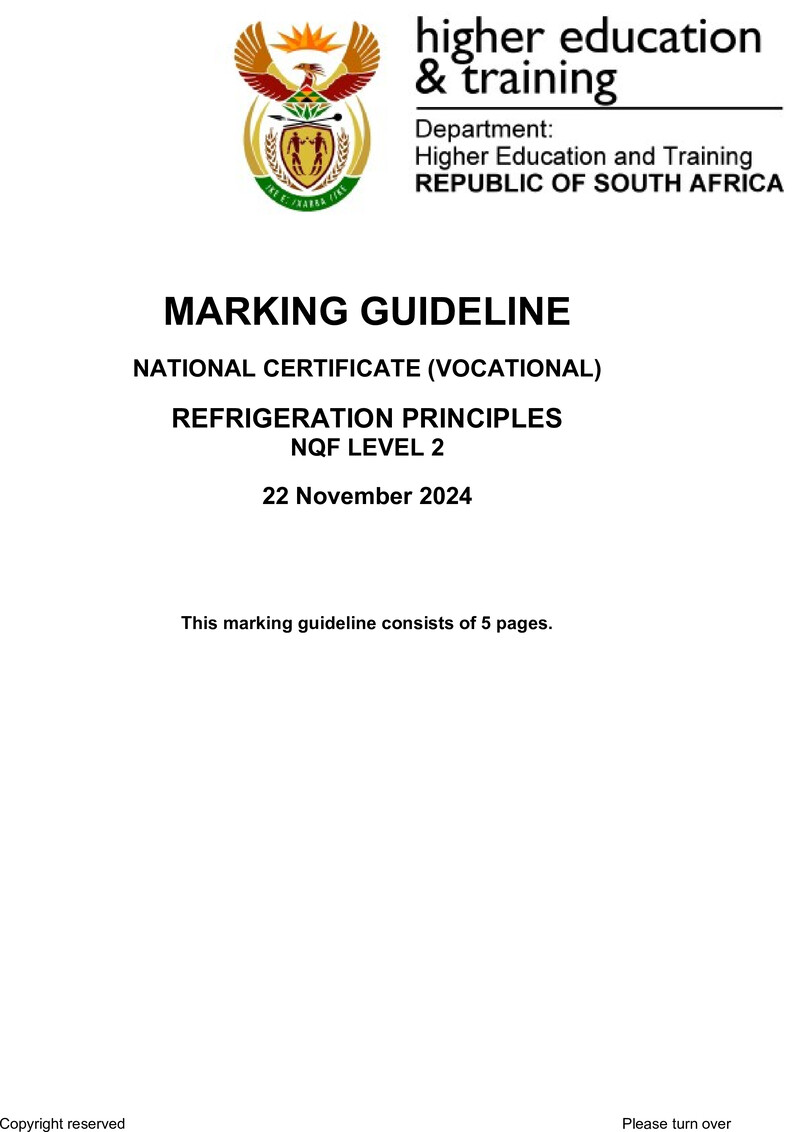 Nc2670 Refrigeration Principles L2 Memo Nov 2024