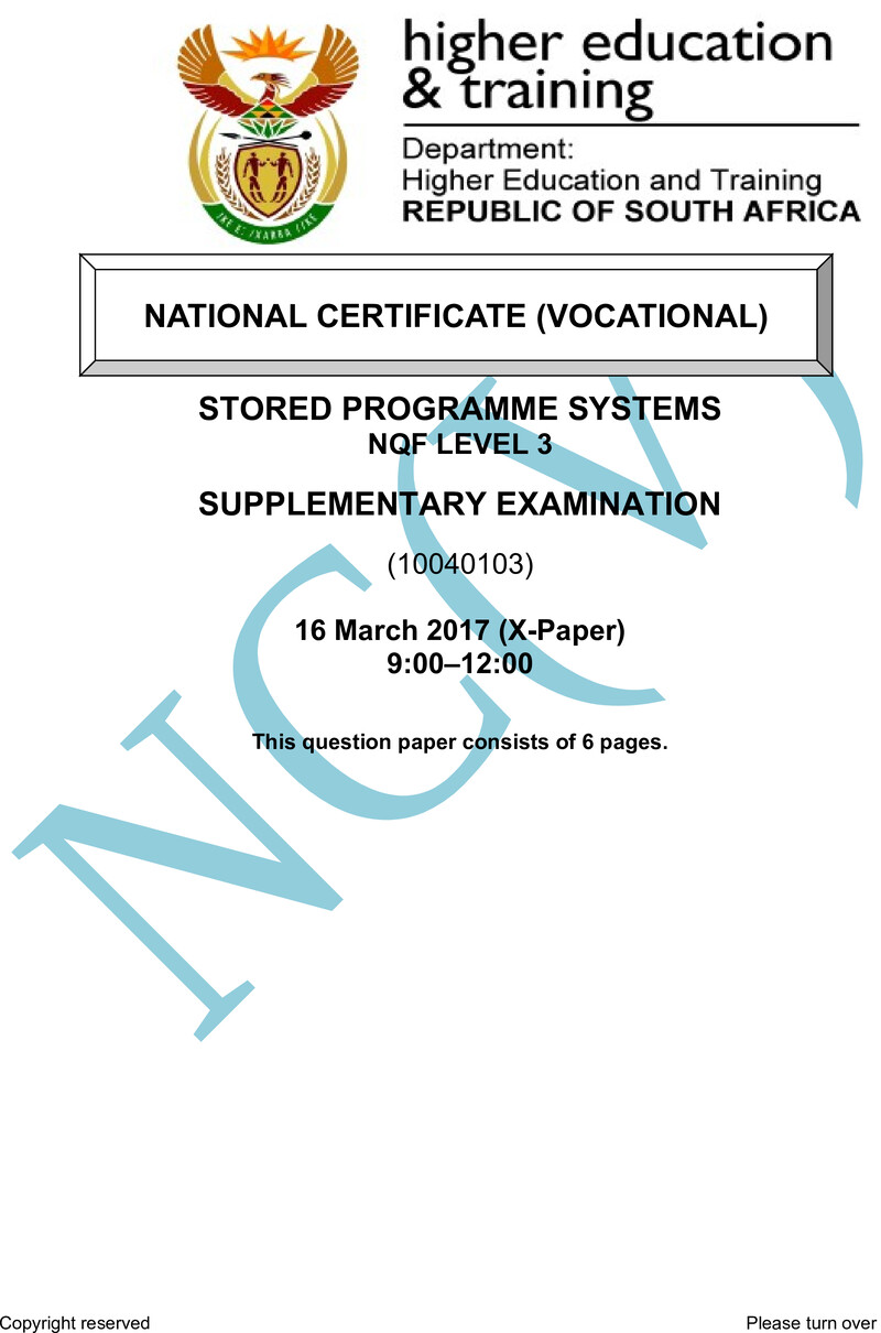 Nc2730 Stored Programme Systems L3 QP Supp 2017