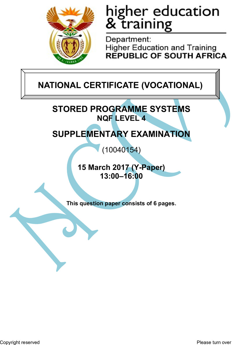 Nc2740 Stored Programme Systems L4 QP Supp 2017