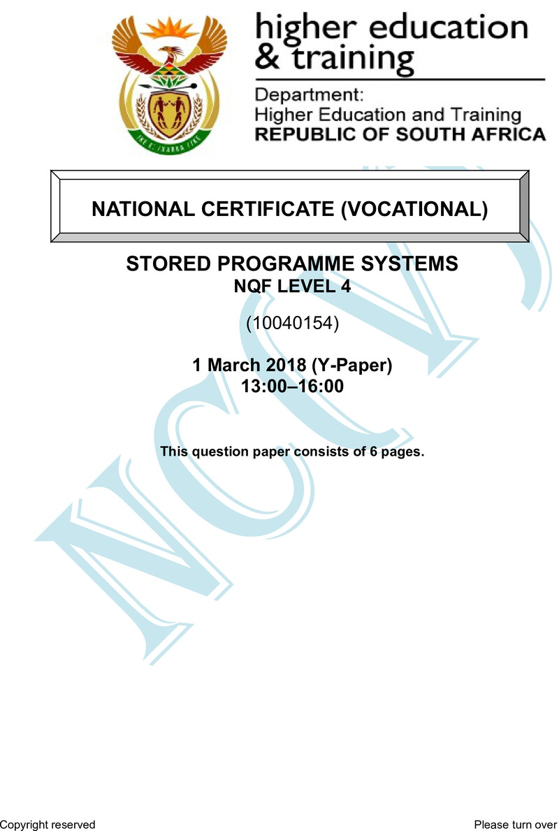 Nc2740 Stored Programme Systems L4 QP Supp 2018