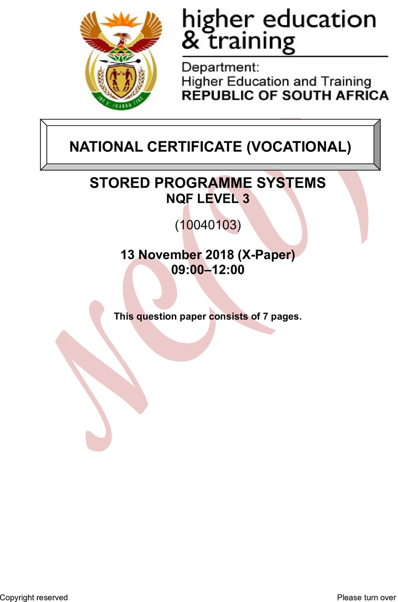Nc2750 Stored Programme Systems L3 QP Nov 2018