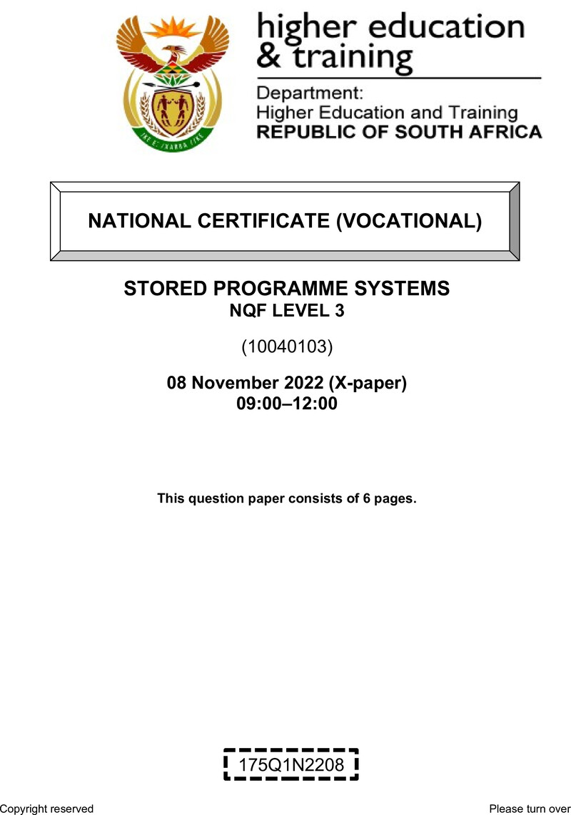 Nc2750 Stored Programme Systems L3 QP Nov 2022