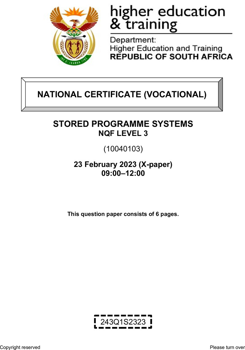 Nc2750 Stored Programme Systems L3 QP Supp 2023