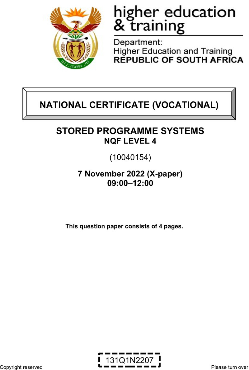 Nc2760 Stored Programme Systems L4 QP Nov 2022
