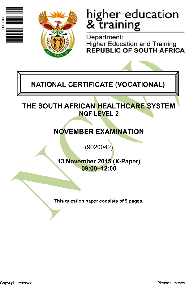 South African Healthcare System L2 QP Nov 2015