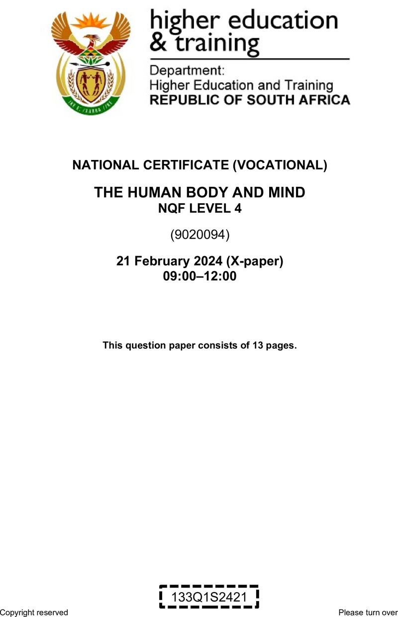 Nc2840 The Human Body And Mind L4 QP Supp 2024