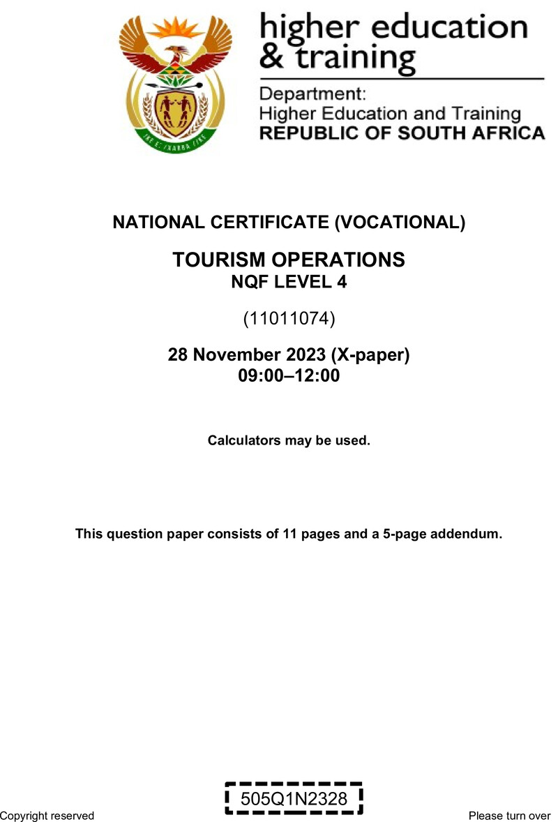 Tourism Operations L4 QP Nov 2023 preview