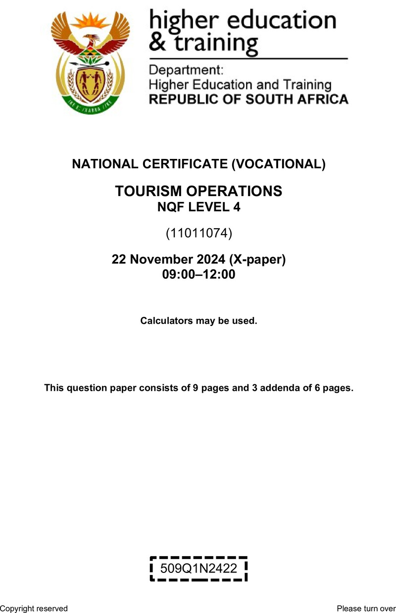 Tourism Operations L4 QP Nov 2024 preview