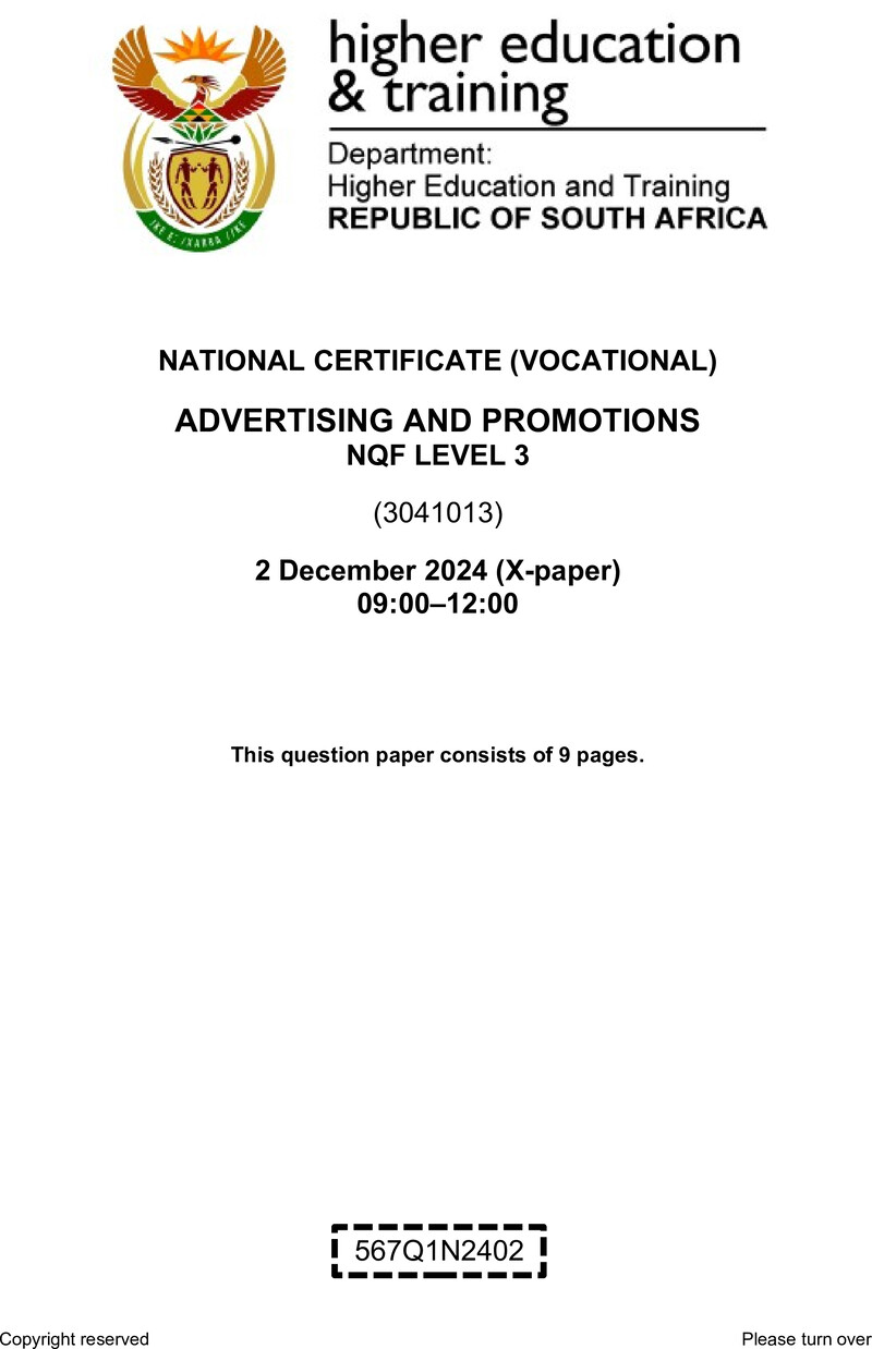 Nc30 Advertising And Promotions L3 QP Nov 2024 preview