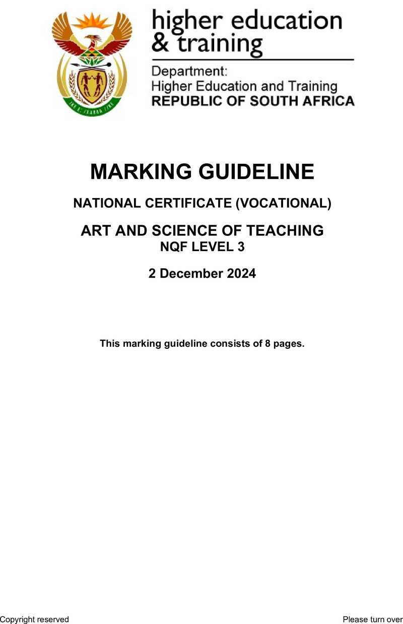 Nc300 Art And Science Of Teaching L3 Memo Nov 2024