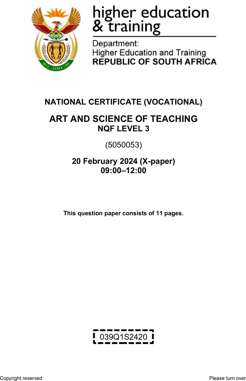 Art And Science Of Teaching L3 QP Supp 2024 preview
