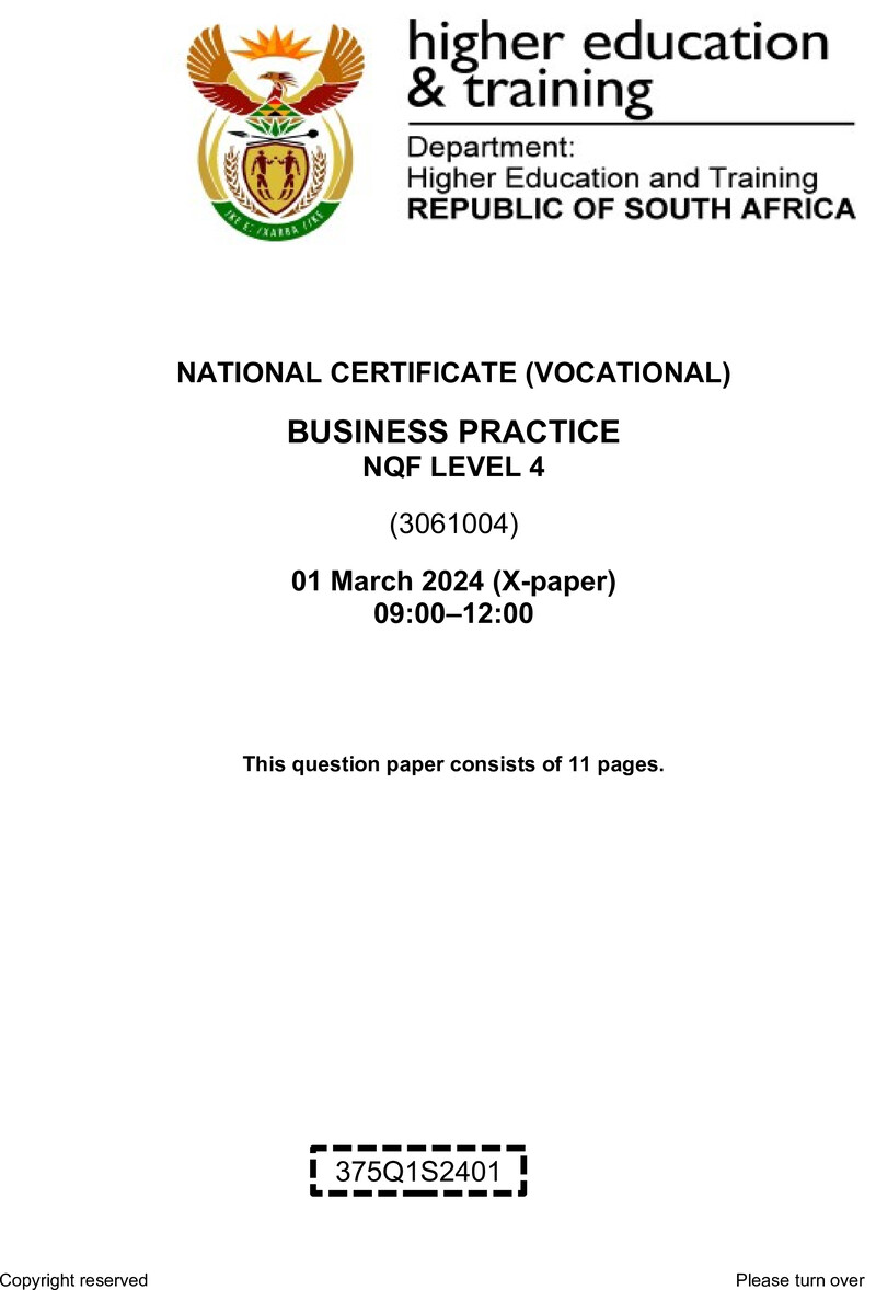 Nc370 Business Practice L4 QP Supp 2024