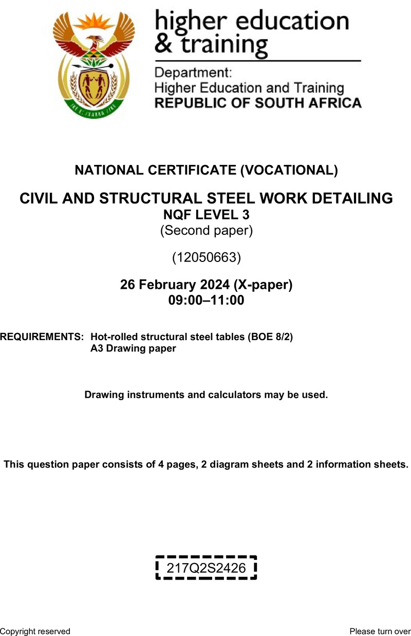 Civil And Structural Steel Work Detailing L3 P2 QP Supp 2024 preview