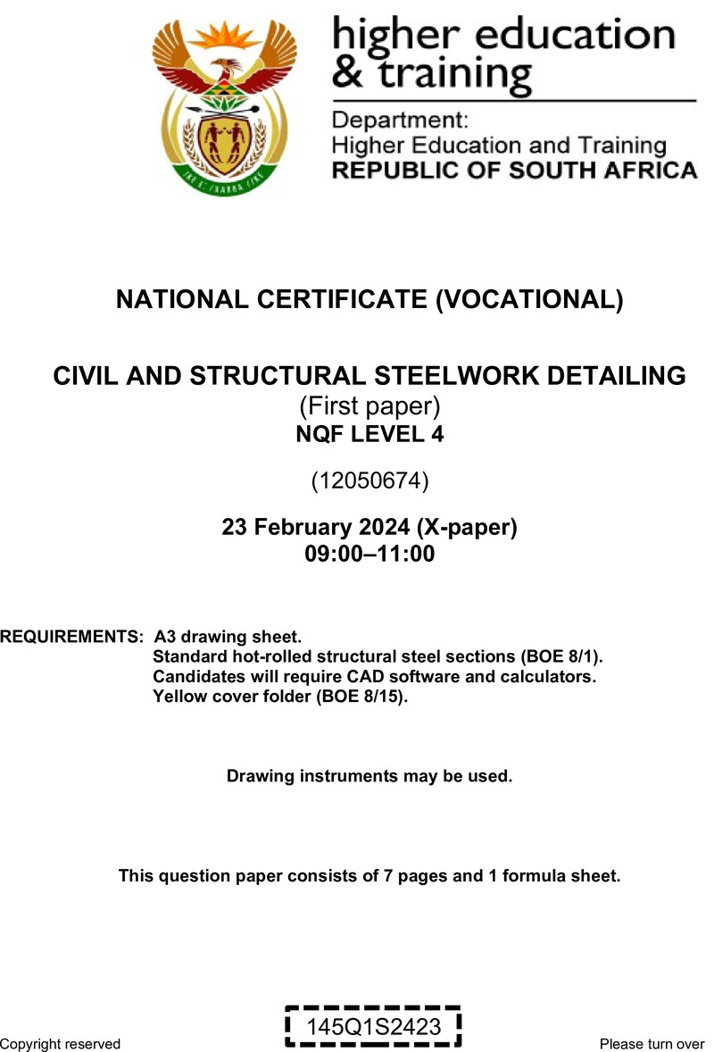 Civil And Structural Steelwork Detailing L4 P1 QP Supp 2024 preview