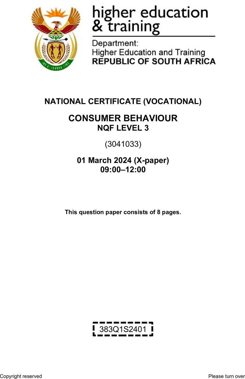 Nc640 Consumer Behaviour L3 Supp QP 2024