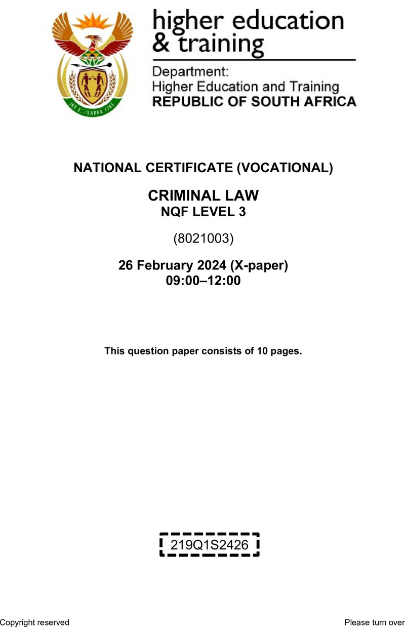 Nc710 Criminal Law L3 QP Supp 2024