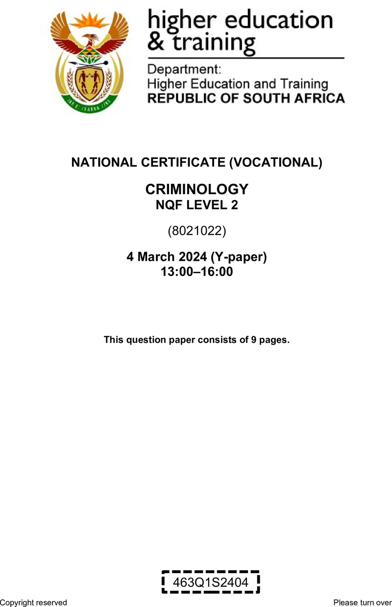 Criminology L2 QP Supp 2024 preview