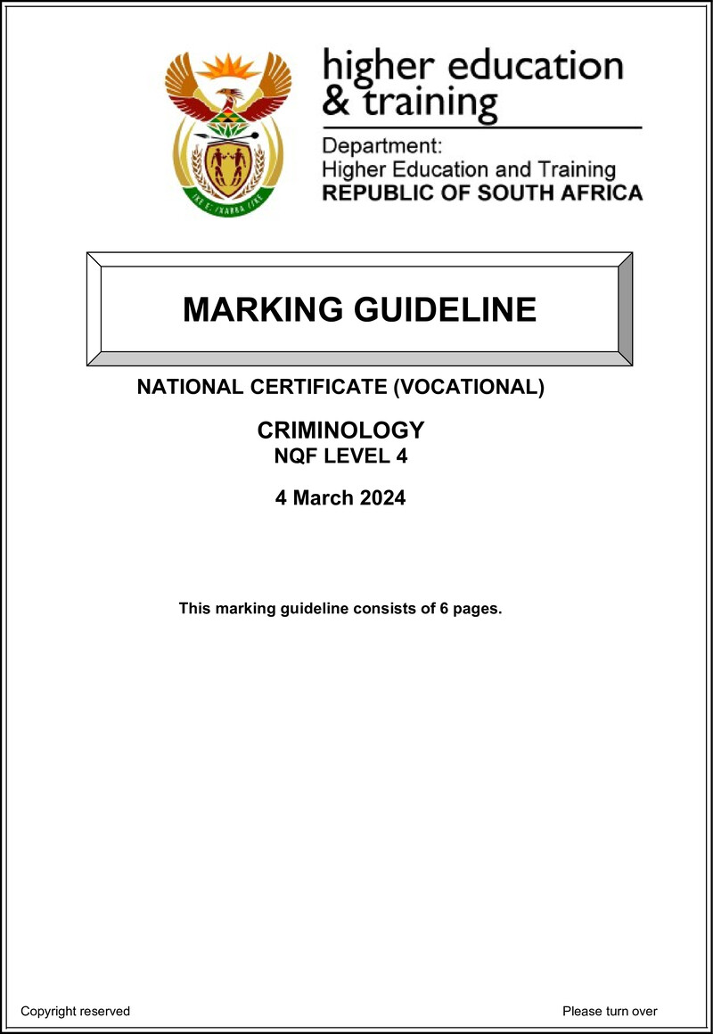 Nc740 Criminology L4 Memo Supp 2024