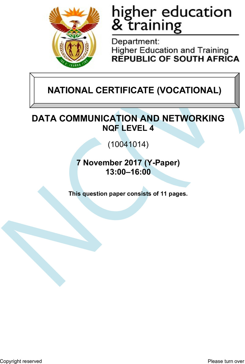 Nc740 Data Communication And Networking L4 Nov QP 2017
