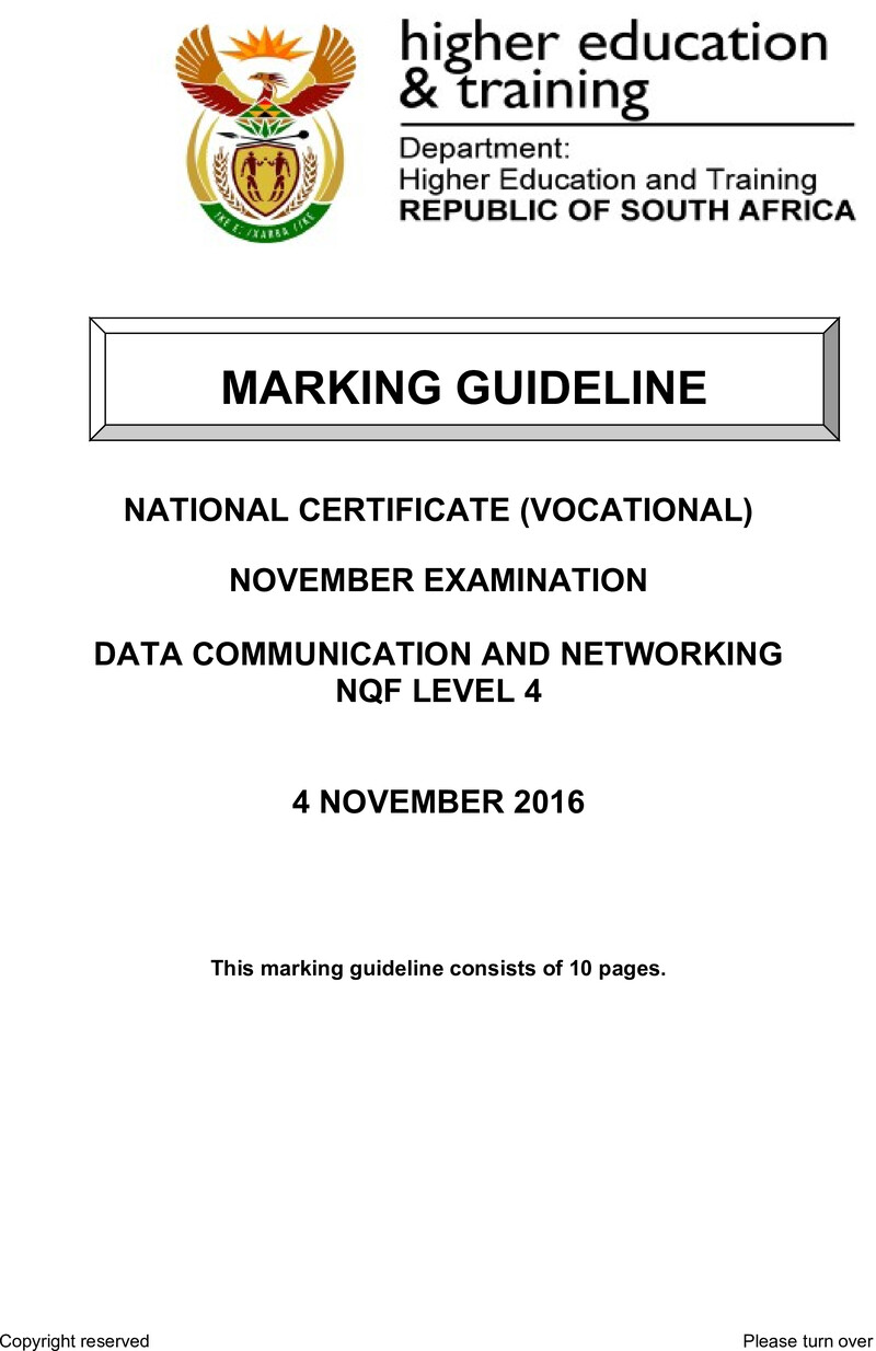 Nc740 Data Communication And Networking Lev4 Nov Memo 2016