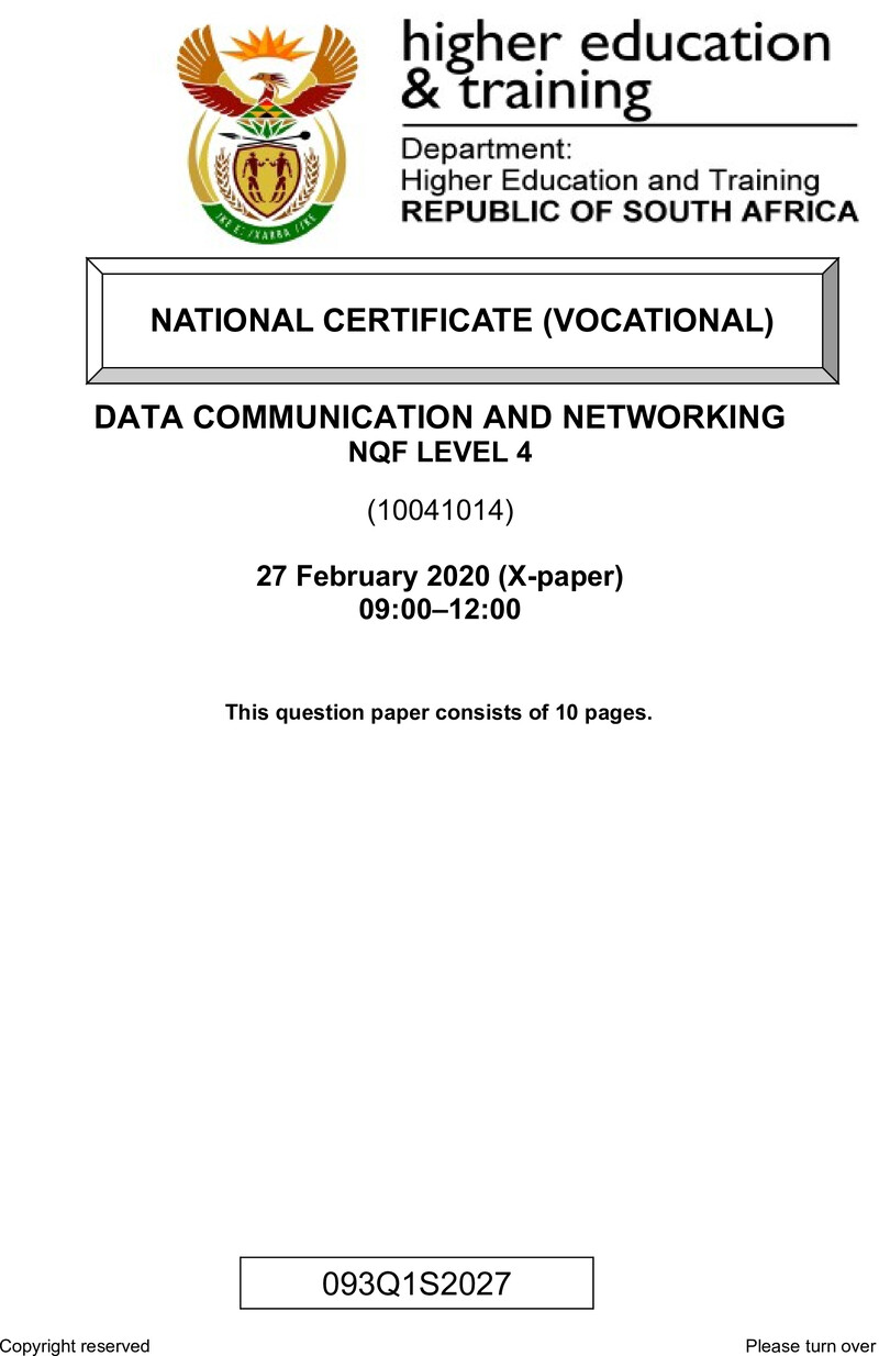Nc750 Data Communication And Networking L4 Supp QP 2020