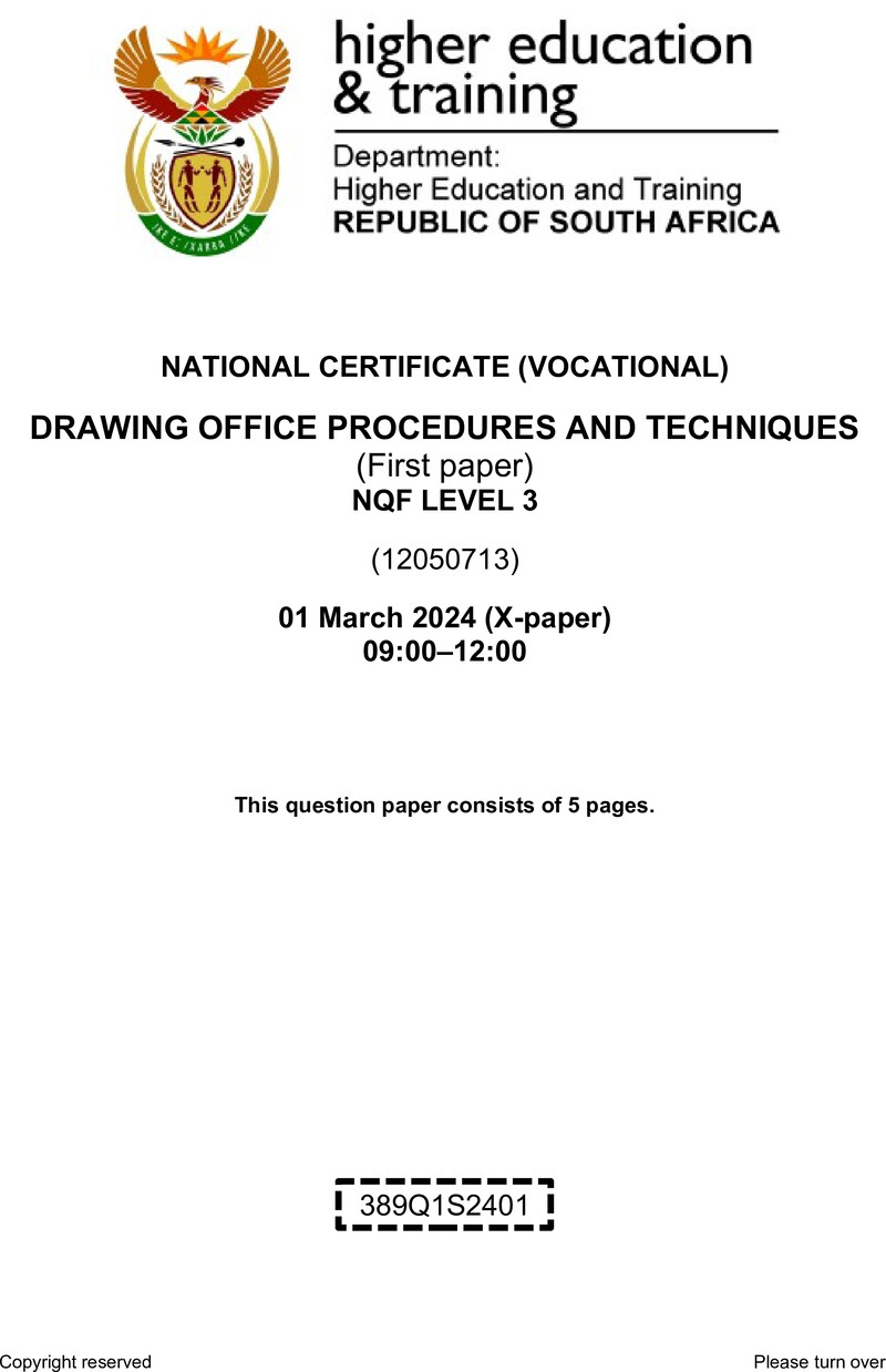 Nc780 Drawing Office Procedures And Techniques L3 P1 Supp QP 2024