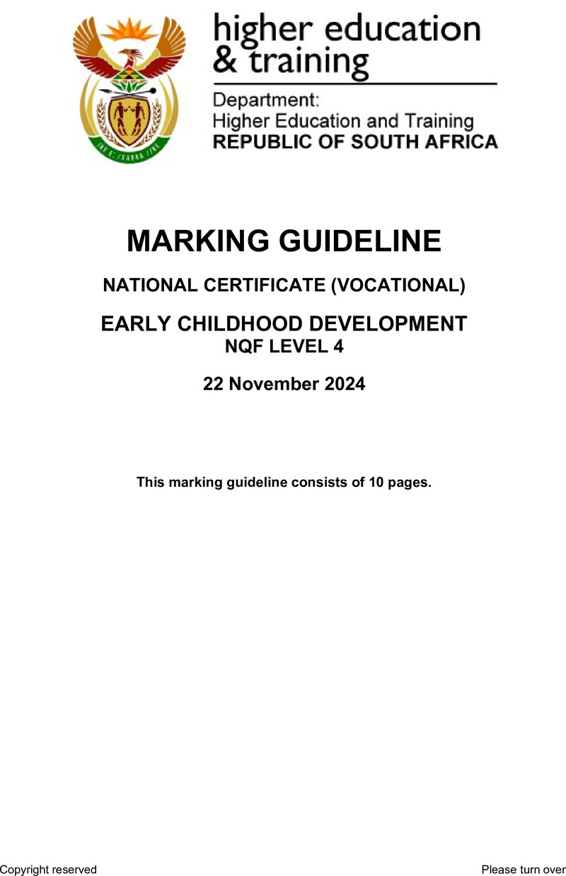 Early Childhood Development L4 MEMO Nov 2024 preview