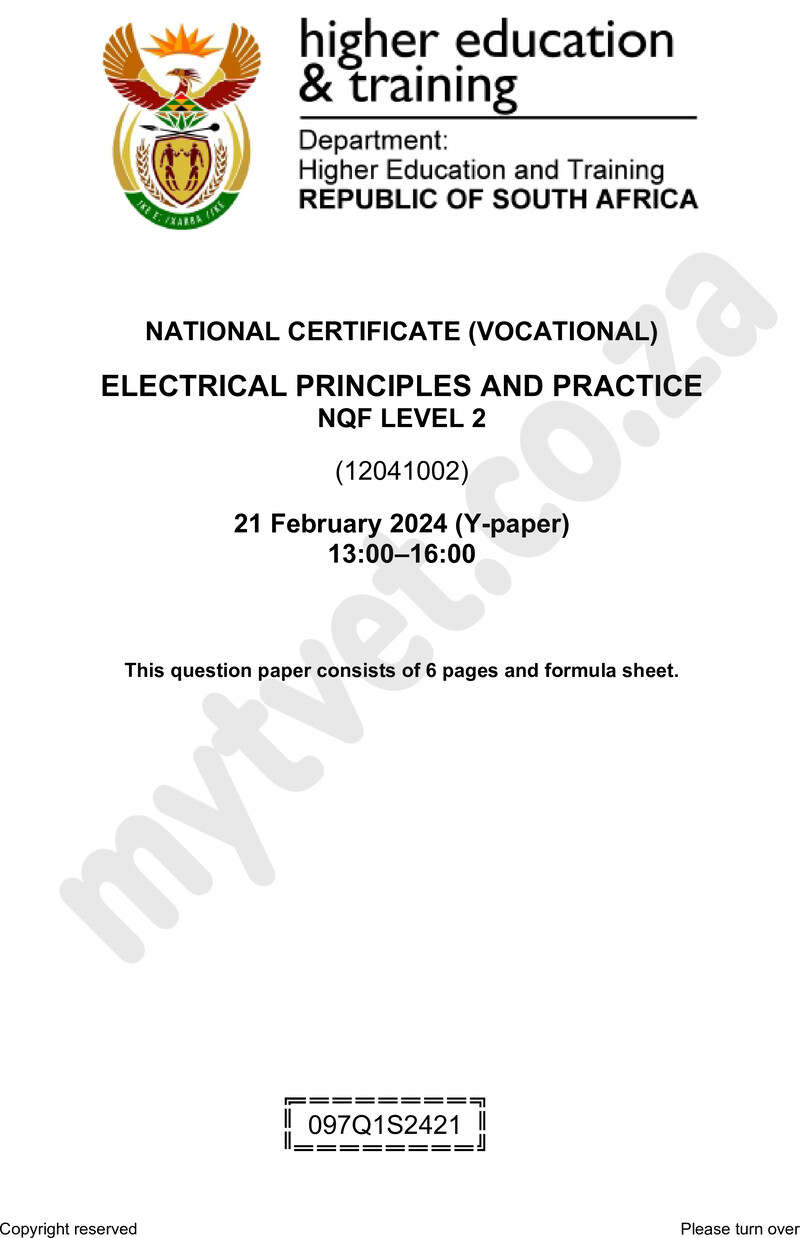 Nc880 Electrical Principles And Practice L2 Supp QP 2024