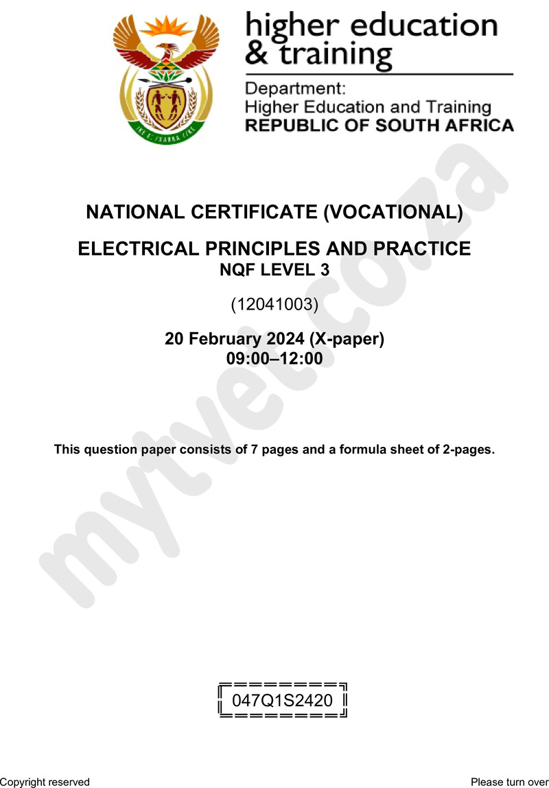 Electrical Principles And Practice L3 QP Supp 2024 preview