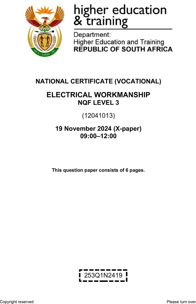 Electrical Workmanship L3 QP Nov 2024 preview