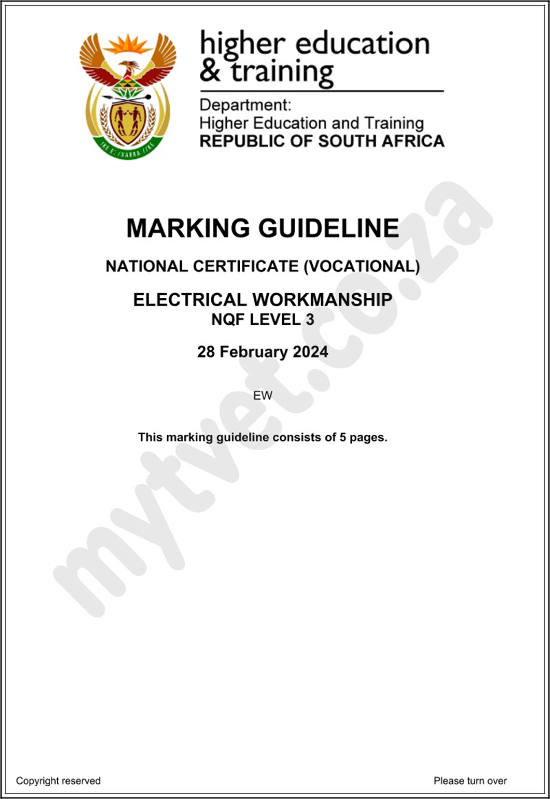 Electrical Workmanship L3 Supp MEMO 2024 preview