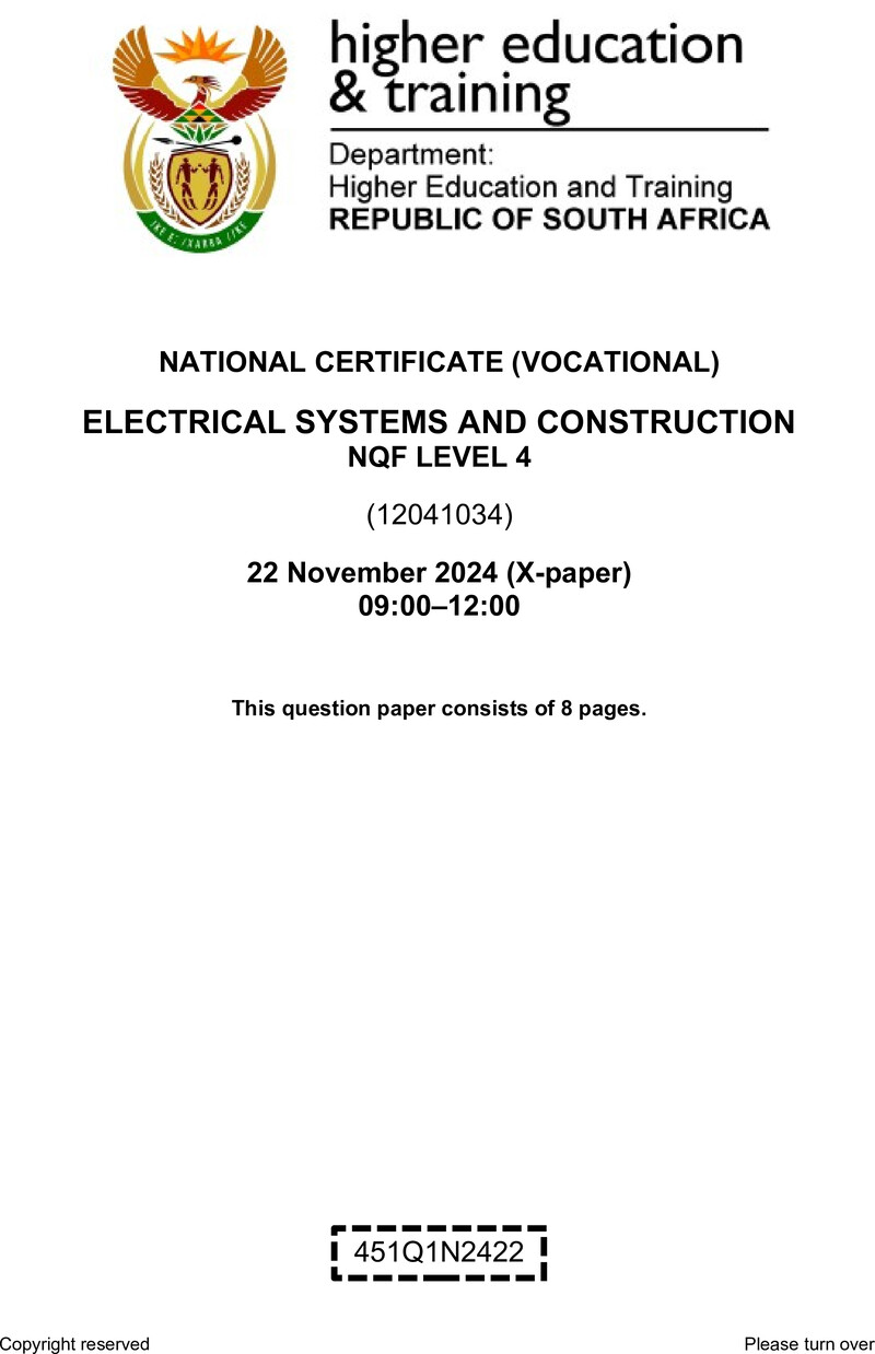 Electrical Systems And Construction L4 QP Nov 2024 preview