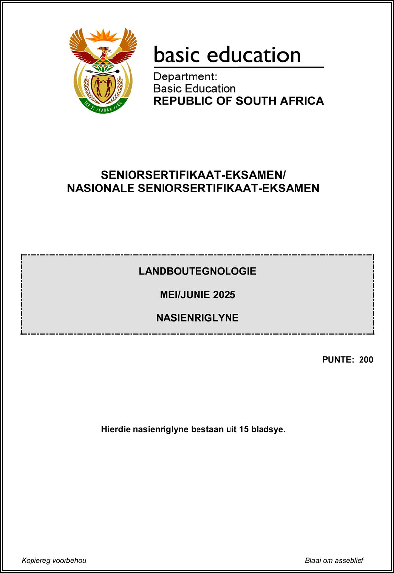 Grade 12 Agricultural Technology past paper 2025 – agricultural technology may june 2025 mg afr 1 gr12