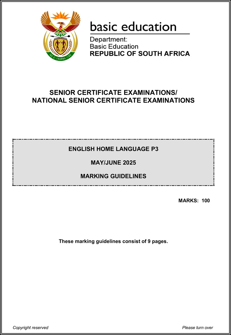 English Hl P3 May June 2025 Mg Gr12