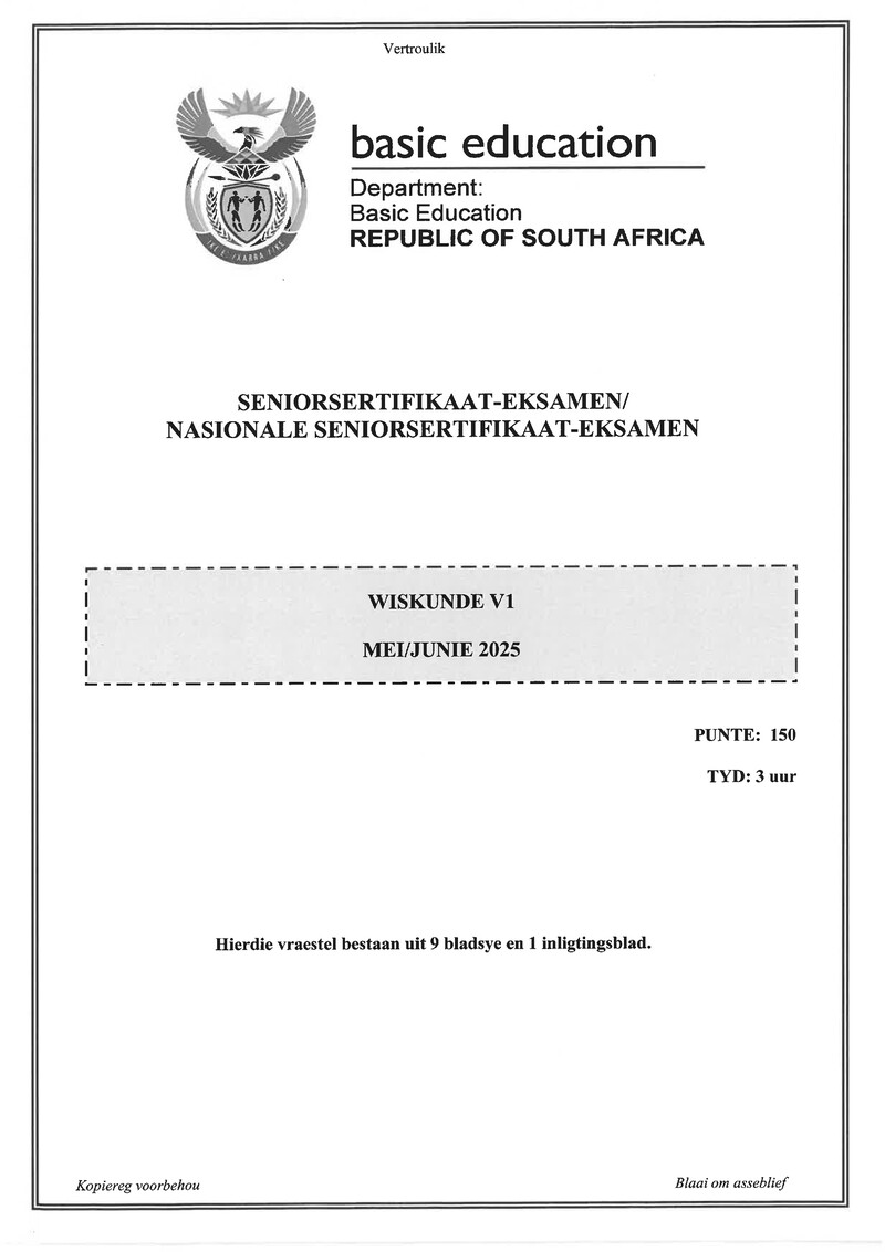Grade 12 Mathematics past paper 2025 – mathematics p1 may june 2025 afr gr12