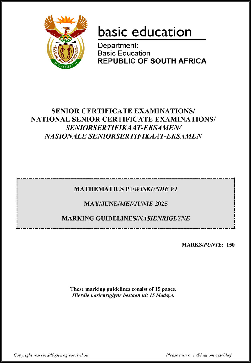Grade 12 Mathematics past paper 2025 – mathematics p1 may june 2025 mg afr eng gr12